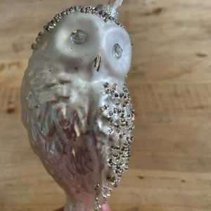 Ornamento gufo ali perline strass occhi vetro - Foto 1 di 5