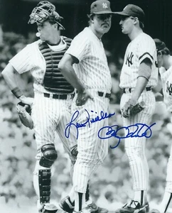 Signed 8x10 LOU PINIELLA & DOUG DRABEK New York Yankees Autographed photo - COA - Picture 1 of 1