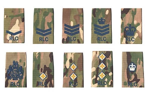Pair of RLC Blue on Multicam / MTP Match Rank Slides ( for Multi Terrain Pattern - Picture 1 of 11