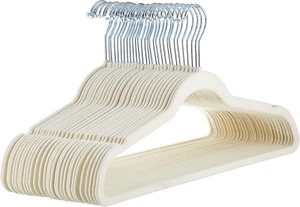 Slim, Velvet, Non-Slip Suit Clothes Hangers, Ivory/Beige- Pack of 30 - Picture 1 of 12