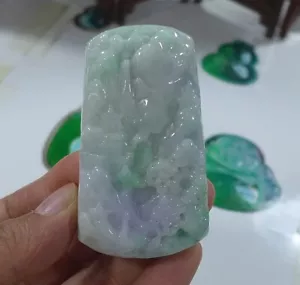 Cert'd Ciondolo Naturale Tipo A Luce Lavanda Giadeite Giada Pino Vecchio Uomo 0016 - Foto 1 di 9
