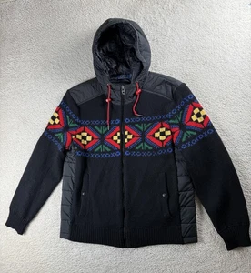 Polo Ralph Lauren Jacket Mens Large Knit Puffer Hood Fair Isle Aztec Winter - Picture 1 of 15