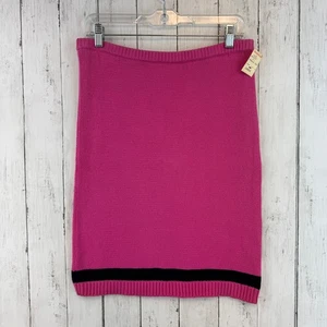 NWT VTG Saks Fifth Avenue Pink Black Stripe Cotton Knit Pencil Skirt Size Large - Picture 1 of 10