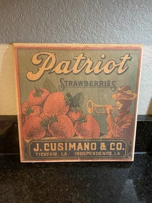 Vintage Patriot Strawberries 1 In A Series Of 4 10.5" Wood Wall Plaque - Image 1 of 4