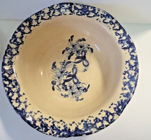 Vintage Thomas Keramik Schale elfenbein mit blauen Schleifen Blumen und Rüschenrand - Bild 1 von 7