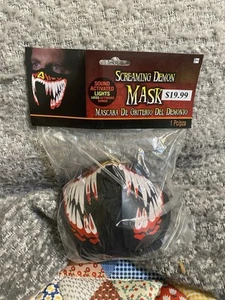 Devil Screaming Demon Halloween Mask With Lights / Light Up Mask Red And Black - Picture 1 of 2