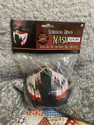 Devil Screaming Demon Halloween Mask With Lights / Light Up Mask Red And Black - Image 1 of 2