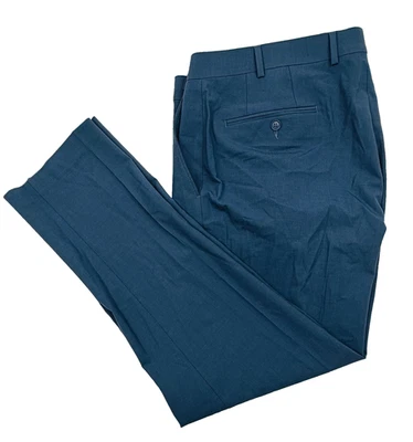 $175 NUEVO BAR III Hombres 36x30 Azul Lana Calce Ajustado Elastizado Vestido Pantalones/Pantalones Foto 1 de 4