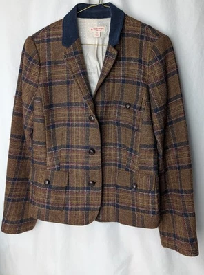 Blazer Brooks Brothers Rojo Vellón Tartán Lana Escocesa Parches en el Codo Chaqueta Talla 12 Foto 1 de 4