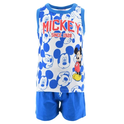 COMPLETO SHORT + CANOTTA TOPOLINO DISNEY BAMBINO 100% COTONE - EX1071BLU - Immagine 1 di 2