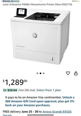 HP E60155dn LaserJet Monochrome Printer - Image 1 of 4