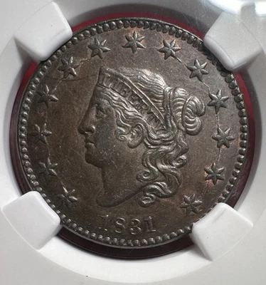 Centavo grande cabeza corona 1831 certificado NGC detalles sin circular Foto 1 de 3