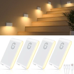 Stair Lights Indoor,Warm White Rechargeable Night Light,Wireless Motion Sensor N - Picture 1 of 7