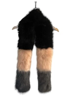 Cachecol Steve Madden pele sintética estola bloco de cores blush rosa preto cinza desgrenhado NOVO - Imagem 1 de 4