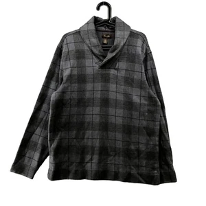 Tasso Elba Mens Shawl Collar Gray Plaid Sweater Pullover Size XL - Picture 1 of 10
