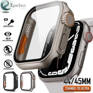 For Apple Watch Series 9 8 7 6 5 4 SE 44mm 45mm Tempered Glass Protective Cover - Picture 1 of 11