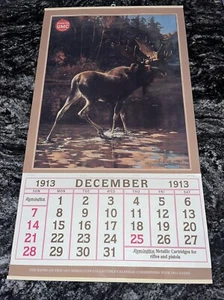 Remington UMC 1913 Reproduction Calendar Majestic Moose Stream 1913 December - Picture 1 of 7