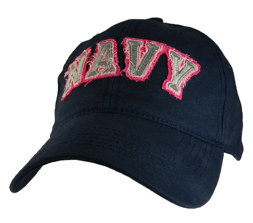 NEW U.S. Navy Ladies Tattered Applique Baseball cap hat. Navy Blue. 6410. - Image 1 of 1