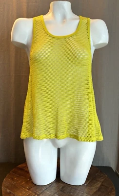 Top Trina Turk Nuevo con Etiquetas Mujer Talla S Tejido Red Tanque Playa Natación Encubrimiento Amarillo Foto 1 de 4