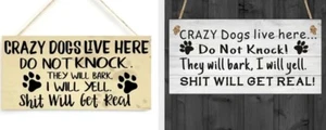 Crazy Dog Wooden Hanging Plaque/Sign - Picture 1 of 19