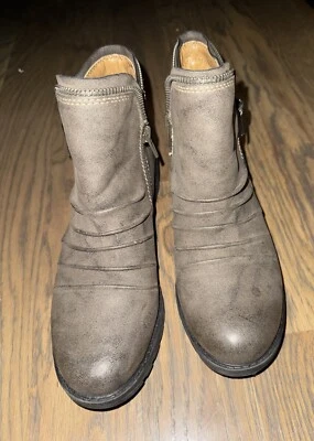 Botines Natural Soul para mujer 7 M gris cremallera lateral botín holgado Foto 1 de 4