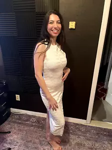 Balmain White Bodycon Cocktail Dress - Maxi Length - Sleeveless - Size 36 - Picture 1 of 13