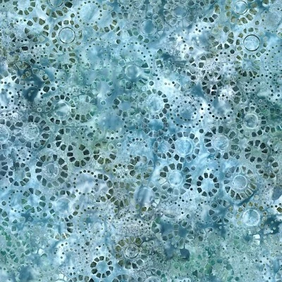 Wilmington Batiks - Shoreline - Mosaic Circles - Blue/Green, Fabric BTY - Image 1 of 4
