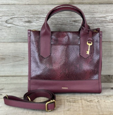 Bolsa tiracolo conversível Fossil Kyler vinho cobra píton em relevo MSRP $250 - Imagem 1 de 4