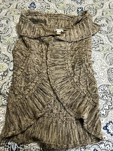 Reference Point Sleeveless Sweater Cardigan Large Open Brown. Pre-owned. - Picture 1 of 5