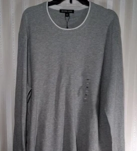 Michael Kors Herren Gr. XXL strukturierter Baumwollpullover meliert grau Pullover neu mit Etikett $ 98 - Bild 1 von 8