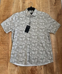 Camisa Robert Barakett Para Hombre Manga Corta Con Botones Floral Lujo Informal Mediana - Imagen 1 de 7