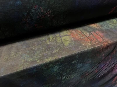 Power Mesh Net Stretch Spandex Fabric, Per Metre - Dark Forest Print - Image 1 of 3