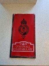 Reclaimed cornwall Constabulary Police Station Window Sign 1910-36 21x39cm