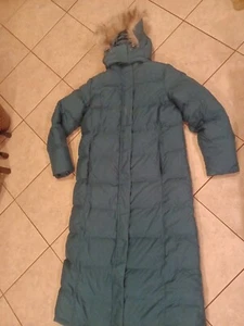 LL Bean Womens Medium Goose Down Long Coat Trench Jacket Fur Rn 227262 - Picture 1 of 7