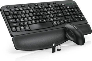 Wireless Keyboard and Mouse Combo, Ergonomic Wave Keys, SEE DETAILS - Picture 1 of 9