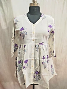 Handmade Cotton Hand Block Print Mini Dress For Women Floral Dress S/M/L - Imagen 1 de 10