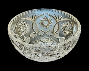 Vintage Beautiful Cut Lead Crystal Glass Design Heavy Centerpiece Bowl 8” EUC - Picture 1 of 9