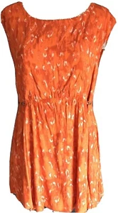 Free People Dress Fake Love Printed Cap Sleeve Color Pumpkin Combo Size XS - Picture 1 of 13