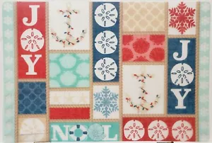 SET OF 2 SAME POLYPROPYLENE PLACEMATS,13"x19", NAUTICAL CHRISTMAS PATCHWORK, WW - Picture 1 of 12