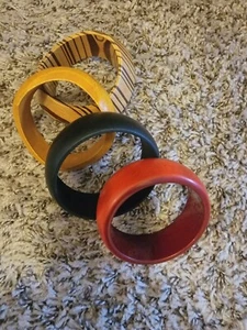 women's 4 pc wooden bangle bracelet set - Picture 1 of 5