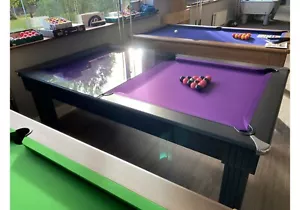New Florence Diner Satin Black Glass Top Slate Pool Dining Table | 6ft or 7ft - Picture 1 of 12