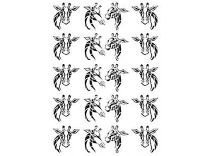 Giraffe Heads 20 pcs 0.85 Inch Black Fused Glass Decals - Picture 1 of 1