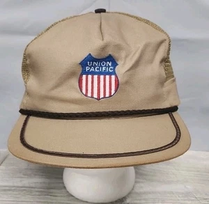 Vtg UNION PACIFIC Hat Adult Snapback Cap Red Train Railway USA Trucker Mesh H1 - Picture 1 of 5