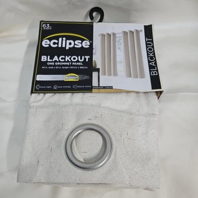 Eclipse Blackout Curtains Windsor Cream 42" W x 63" L Rod Grommet - 1 Panel - Image 1 of 4