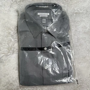 Van Heusen Dress Lux Sateen Shirt Mens Sz 17.5 34/35 Long Sleeve Button Up Gray - Picture 1 of 7