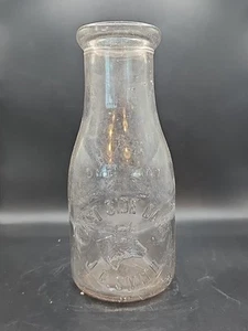 Botella de leche de pinta NJ Nueva Jersey West Side Dairy J C Smith Atlantic City cabeza de vaca - Imagen 1 de 7