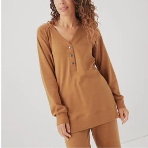 pact Camel Airplane Button Organic Cotton Soft Tunic - Picture 1 of 6