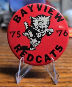 Bay View Redcats (Mascot) Milwaukee, WI Vintage 1975-76 Football Season Pinback - Picture 1 of 3