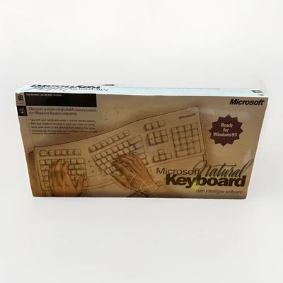 Vintage 1995 Microsoft Natural Keybaord Windows & MS-Dos Systems - New, Rip Seal - Image 1 of 4