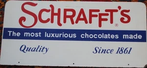 VINTAGE SCHRAFFT'S CANDY "DIE LUXURIÖSESTEN PRALINEN HERGESTELLT" SCHILD AN BORD 12X26 - Bild 1 von 8